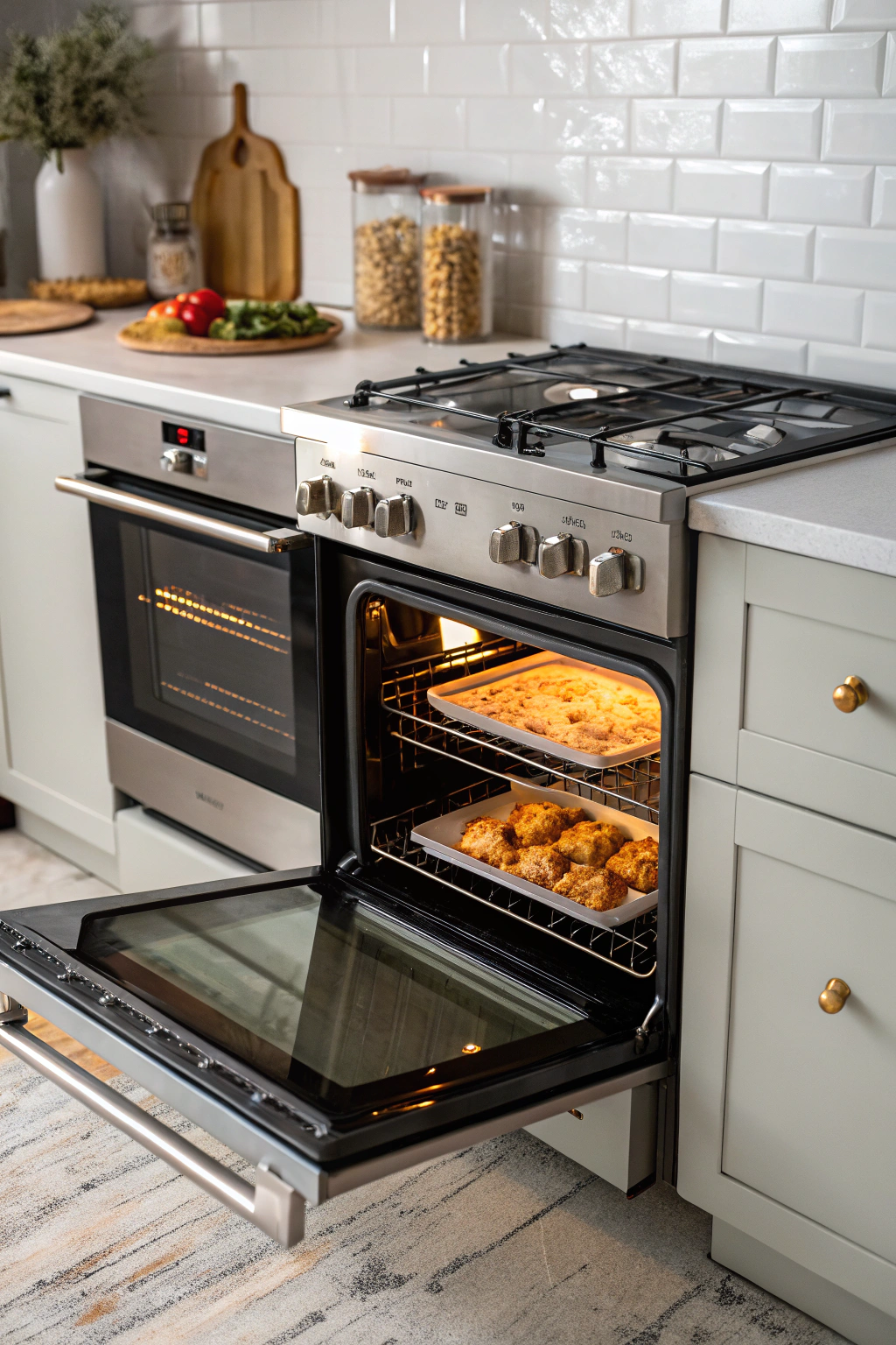 Clean oven sparkling interior photo, professional photography with cinematic lighting, dish cloth and baking soda.