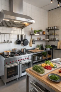 Cooking equipment: pots, pans, utensils artfully arranged - a visual feast for the culinary enthusiast