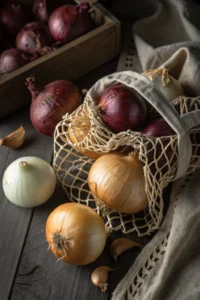 Store onions properly in mesh bags for maximum freshness and longevity