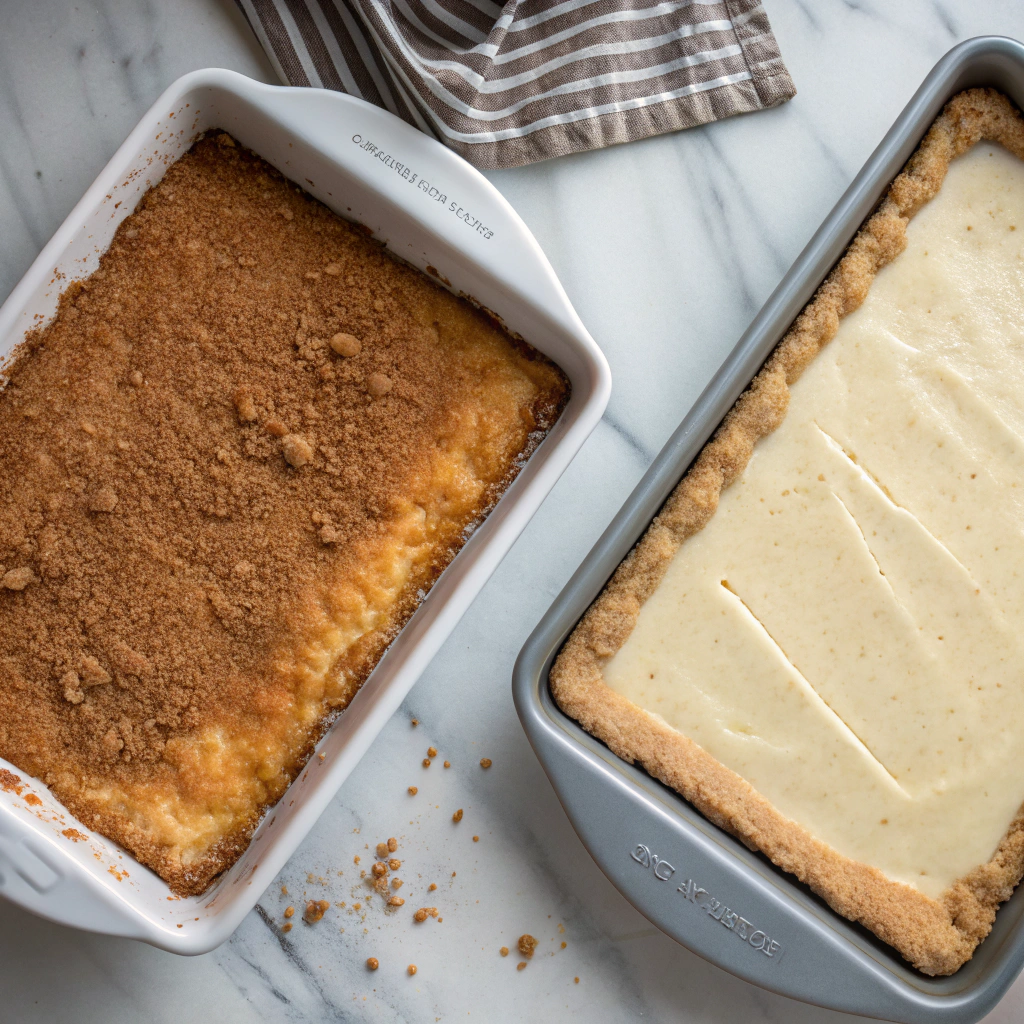 Churro cheesecake bars crust comparison - soggy vs properly sealed with white chocolate barrier