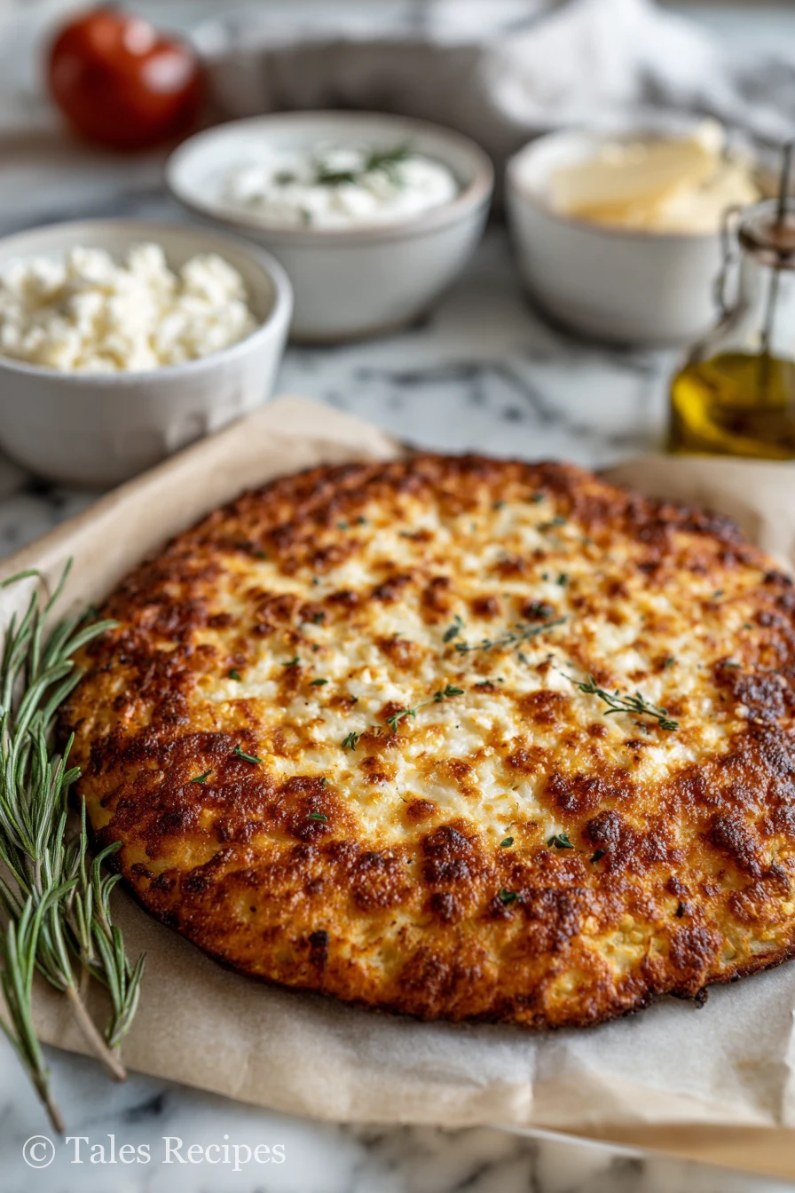 Featured image of cottage cheese pizza crust no flour on parchment, golden and rustic.