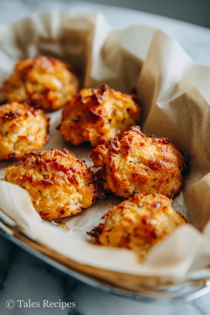Crispy lemon garlic salmon bites fresh from air fryer basket with parchment