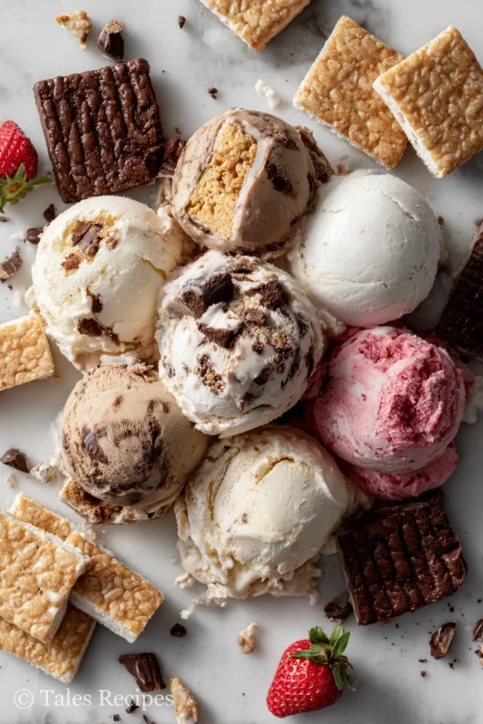 Ice cream and peanut butter rice krispie ice cream sandwich squares for creative summer combinations.