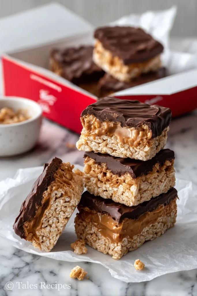 Boxed peanut butter rice krispie ice cream sandwiches open on white marble for store-bought inspiration.