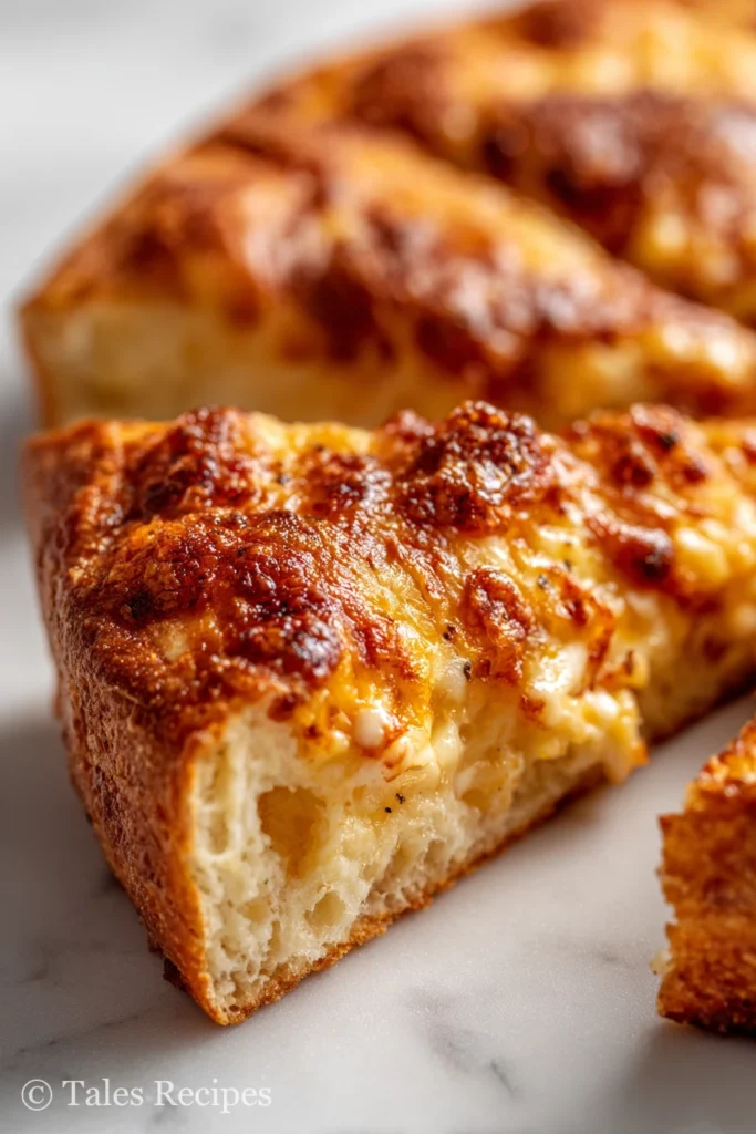 Crispy edge and chewy center of cottage cheese egg pizza crust in close-up detail.