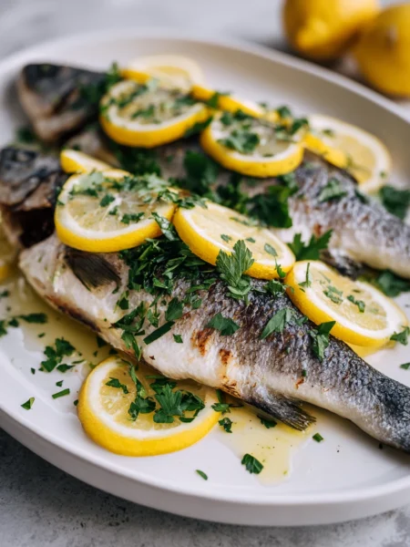 Roasted branzino with lemon and herbs for a quick and easy branzino recipe