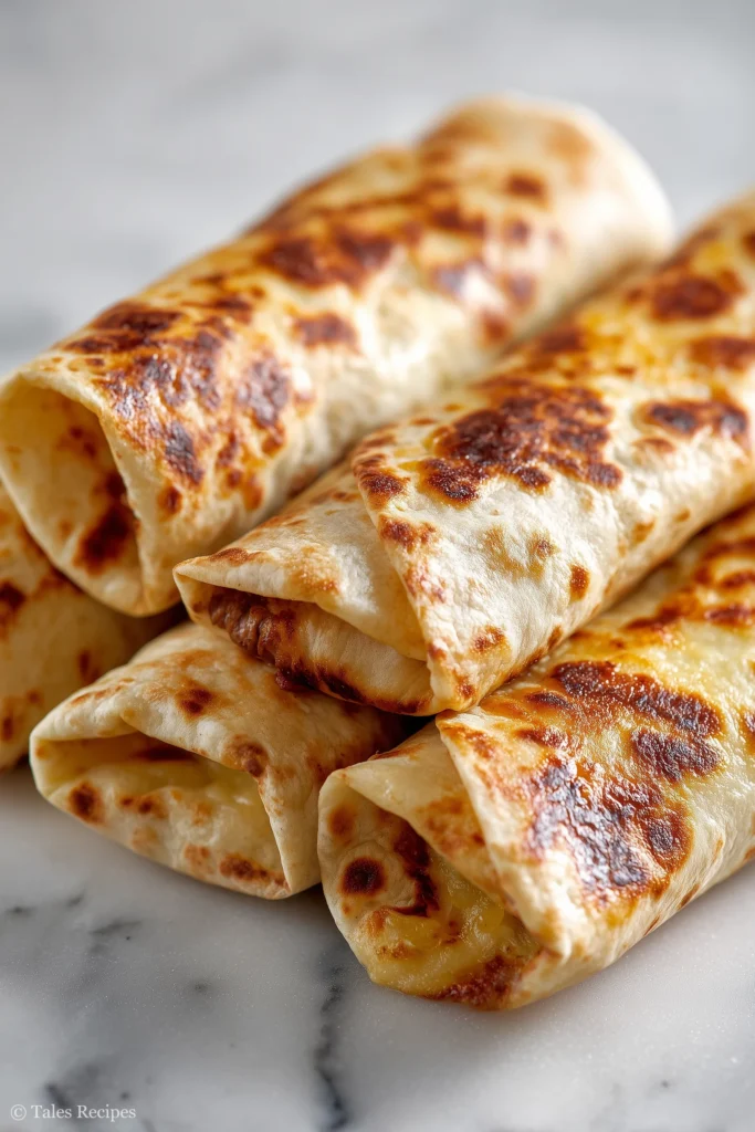 Rolled blackstone breakfast burritos searing on griddle surface golden and crisp