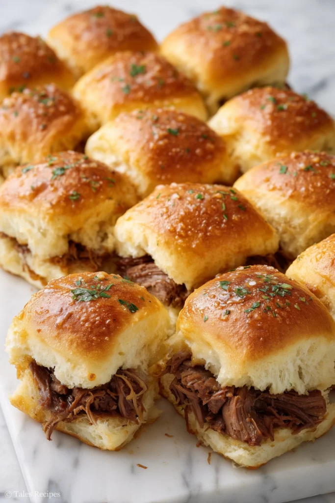 Mississippi pot roast sliders on golden rolls with parsley for a comforting family meal