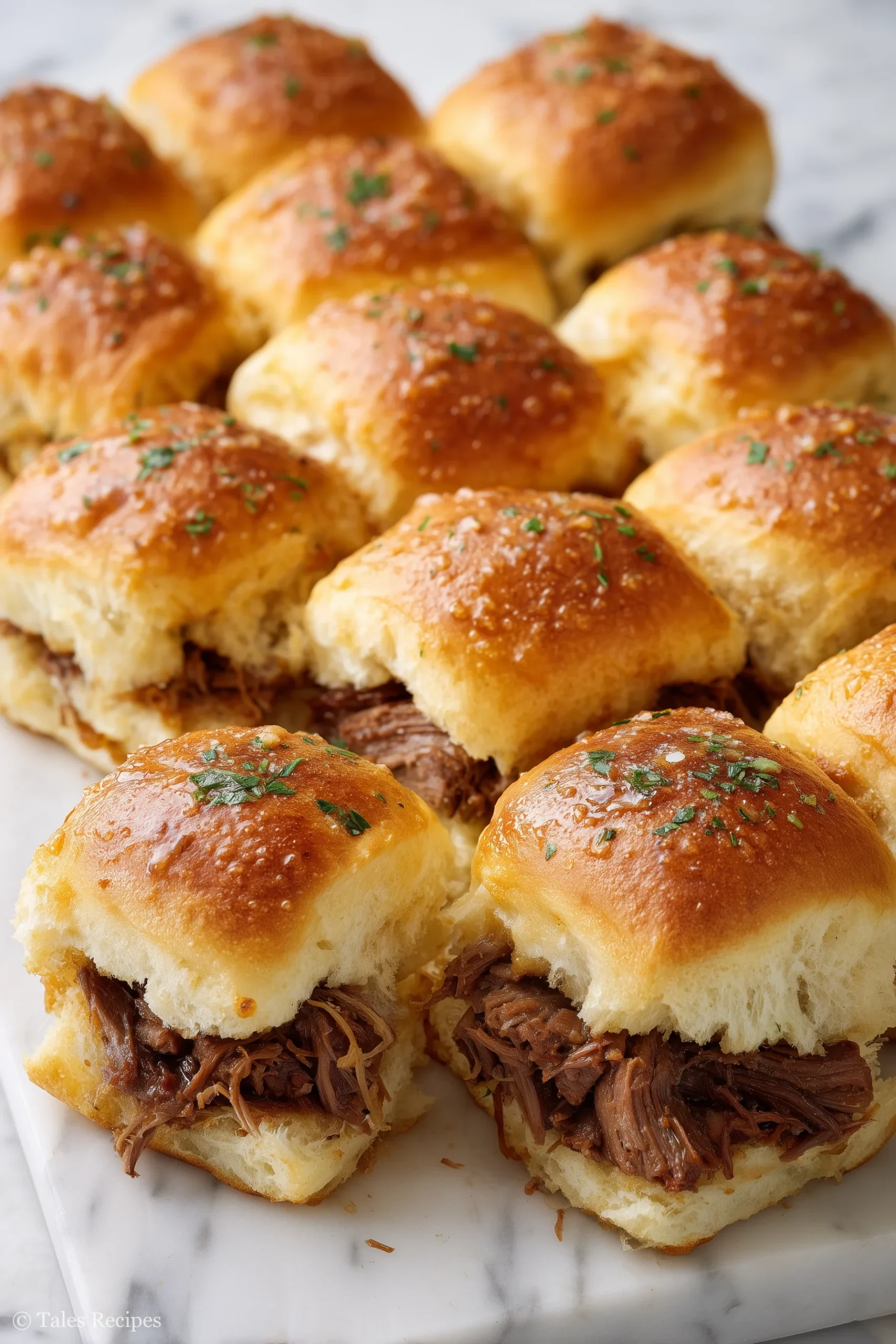 Mississippi pot roast sliders on golden rolls with parsley for a comforting family meal